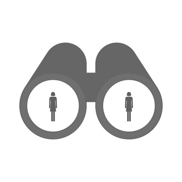 Binoculares aislados con pictograma femenino
 - Vector, imagen