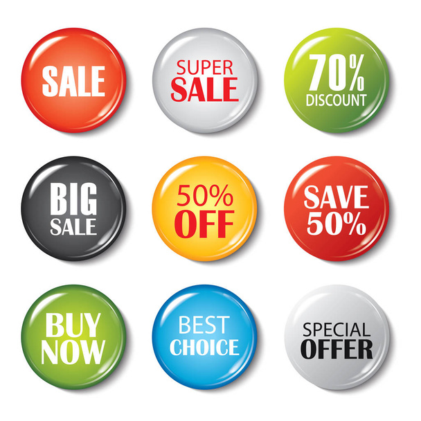 Set of sale buttons and badges. Product promotions. Big sale, sp - Vektör, Görsel