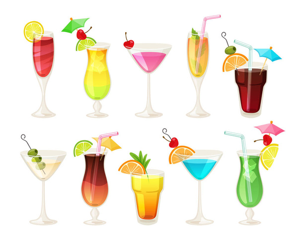 Drinks Cocktail Set. Vector illustration. - Vektor, kép