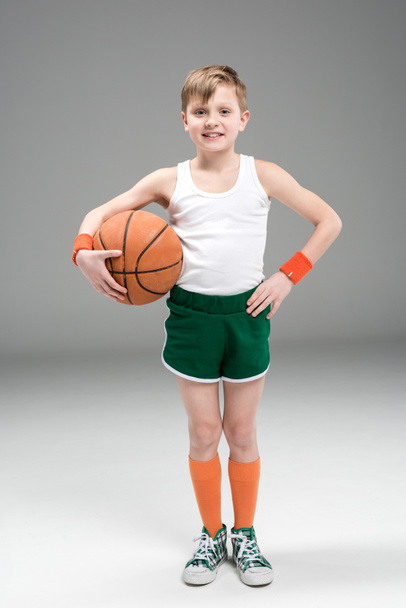 active boy with basketball ball - Φωτογραφία, εικόνα