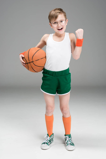 active boy with basketball ball - Fotoğraf, Görsel