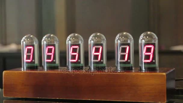 Digital Red Number In Tube Clock - Footage, Video