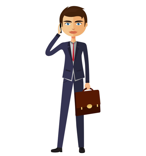 Young business man talking the phone vector illustration. - Vettoriali, immagini