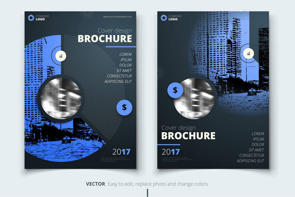 Brochure design. Corporate business report cover, brochure or flyer design. Leaflet presentation. Flyer with abstract circle, round shapes background. Modern poster magazine, layout, template. A4 - Vector, Image