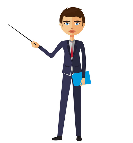 Businessman or teacher with a pointer vector illustration  - Vector, afbeelding