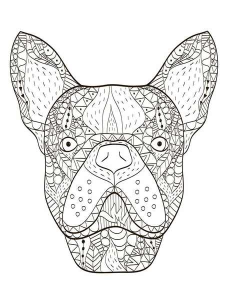 Bulldoggen Kopf Malbuch Vektor für Erwachsene - Vektor, Bild