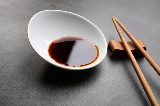 Composition with tasty soy sauce - Foto, Imagem
