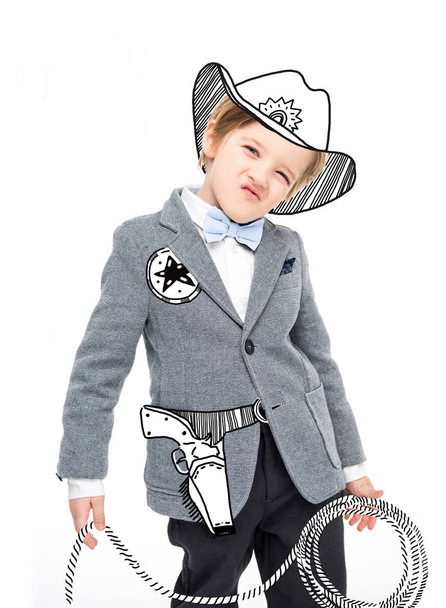 Cute little boy sheriff - Φωτογραφία, εικόνα
