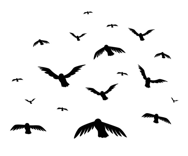 Vektoros illusztráció a nyáj madarak repül. seregély - Vektor, kép