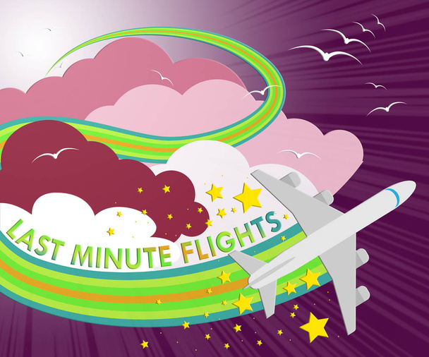Last-Minute-Flüge bedeuten verspätete Schnäppchen 3D Illustration - Foto, Bild
