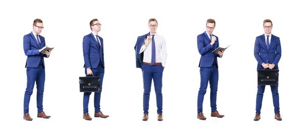 Jonge en slimme zakenman collage - Foto, afbeelding