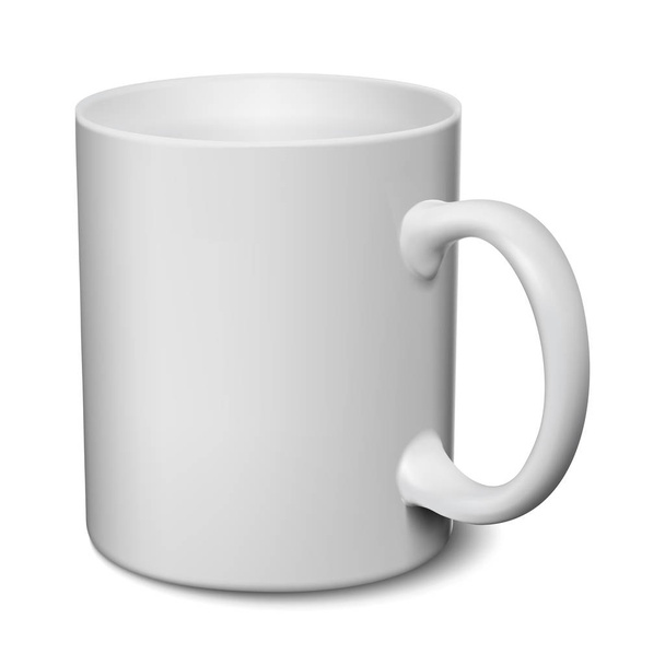 Gray mug realistic 3D mockup on a white background vector - Vector, Image