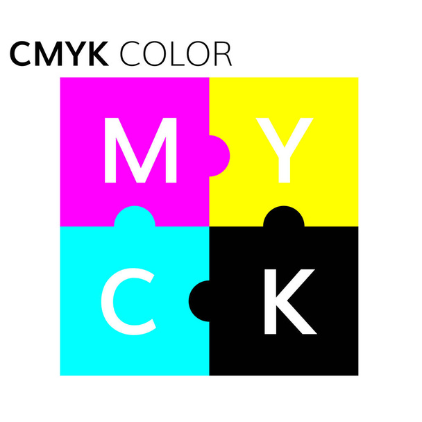 Ilustracja puzzle schemat Kolor CMYK  - Wektor, obraz