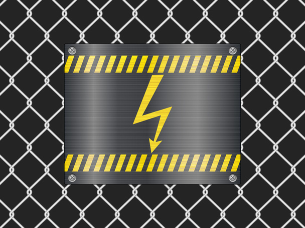 wire fence and voltage sign - Vector, Image