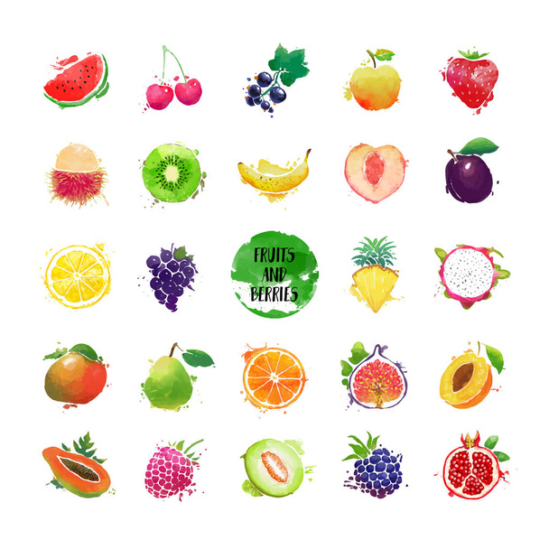Fruits and berries set.  - Vector, Image