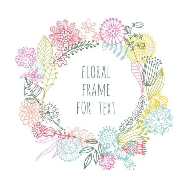 hand painted floral frame - Photo, Image