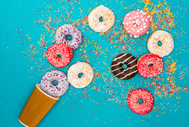 Several donuts with various glaze  - Foto, Imagem