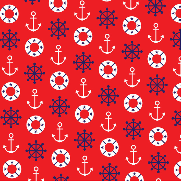 morskie wzór na czerwono - Wektor, obraz