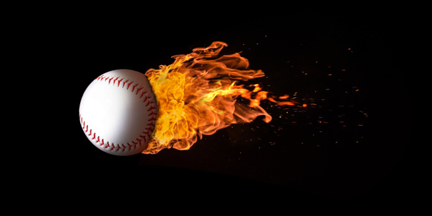 Latający Baseball znalazły się w płomieniach - Zdjęcie, obraz