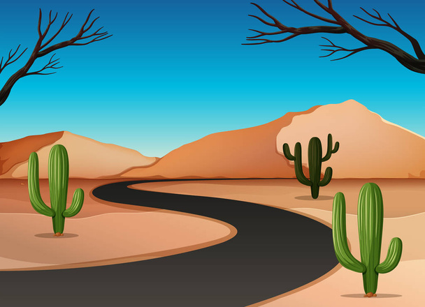Wüstenland mit Straße - Vektor, Bild
