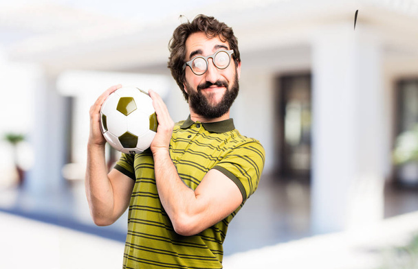 young cool man with a football ball - Foto, Imagem