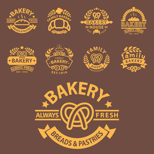 Bakery gold badge icon fashion modern style wheat vector retro food label design element isolated. - Vetor, Imagem