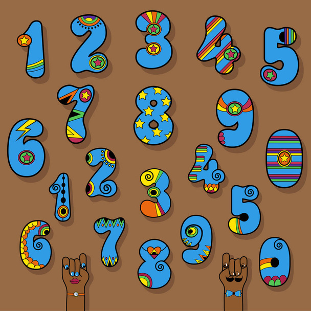 Blue Numbers. Indian Style - Vector, Image