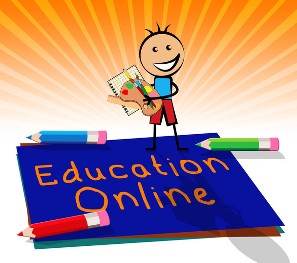 Education Online Displays Internet Learning 3d Illustration - Photo, Image