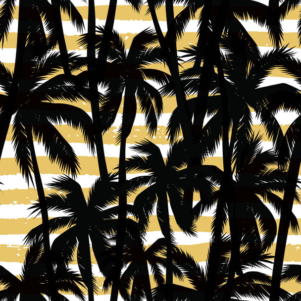 Trendy naadloze exotische patroon met palmbomen en geometrische elementen. - Vector, afbeelding
