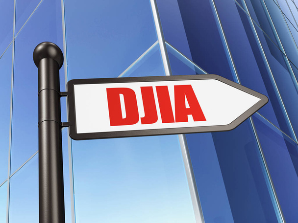Stock market indexes concept: sign DJIA on Building background - Foto, Imagen