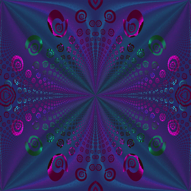 Spirale regularny wzór fioletowy niebieski zielony wyśrodkowany - Zdjęcie, obraz