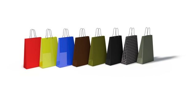 Bolsas de compras de color de fondo, 3d render
 - Foto, Imagen