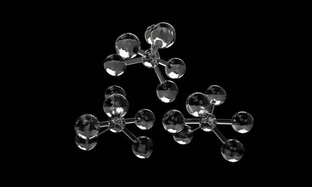 Ice Molecular structure on the black, 3d render - Photo, Image