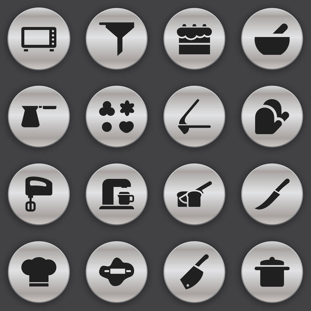 Σύνολο των 16 εικονίδια επεξεργάσιμο γεύμα. Περιλαμβάνει σύμβολα όπως καπάκι Cook, Σπαστήρας, διάστρωσής και περισσότερο. Μπορεί να χρησιμοποιηθεί για Web, Mobile, Ui και σχεδίασης γραφήματος. - Διάνυσμα, εικόνα