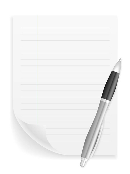 List poznámkového bloku a kuličkové pero - Vektor, obrázek