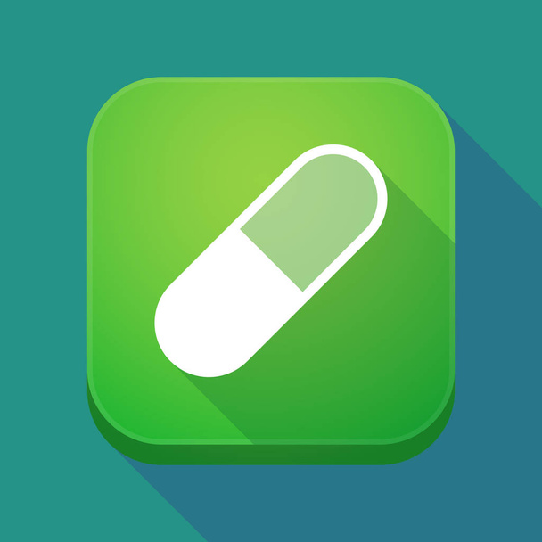 Long shadow app icon with a pill - Vector, Image