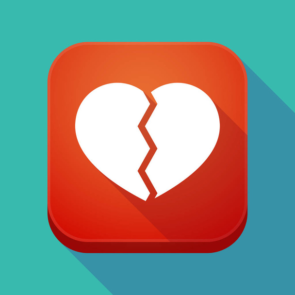 Ícone de aplicativo de sombra longa com um coração partido
 - Vetor, Imagem