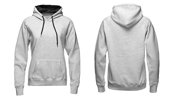 γκρι hoodie, φούτερ κοροϊδεύω, απομονώνονται σε λευκό φόντο - Φωτογραφία, εικόνα