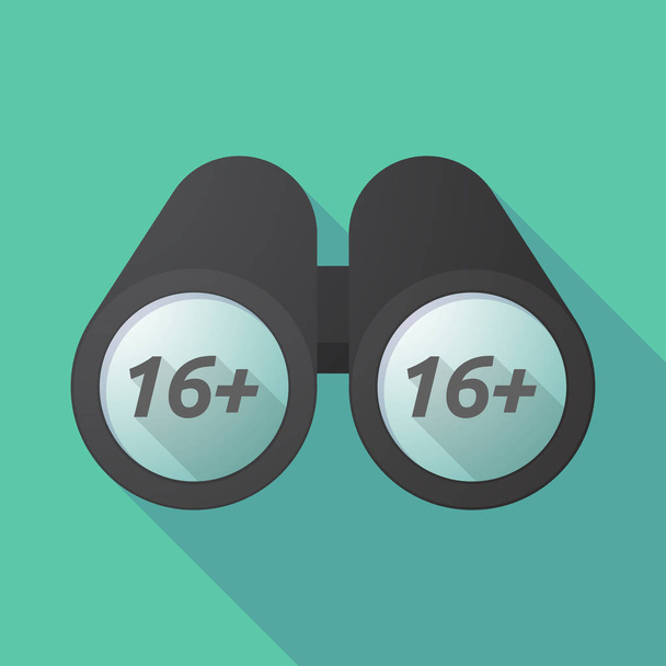Long shadow binoculars with    the text 16+ - Vector, Image