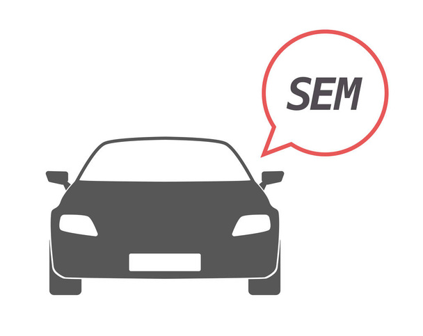 Ізольований автомобіль з текстом SEM
 - Вектор, зображення