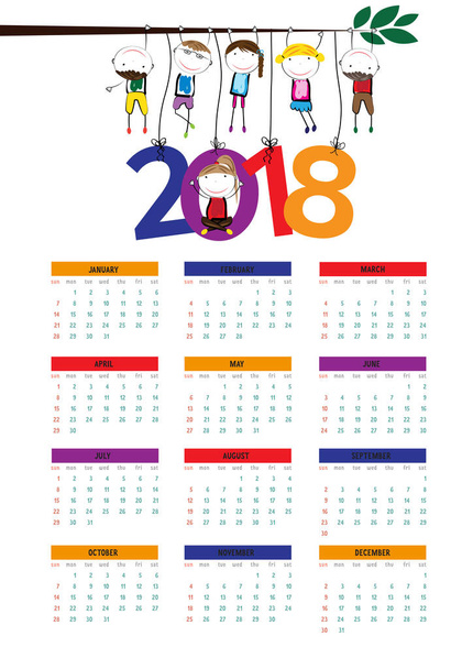 Календарь 2018 года
 - Вектор,изображение