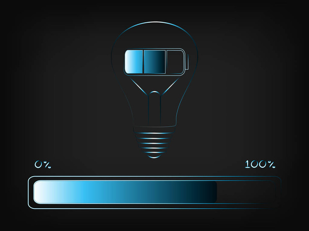 battery charging an idea (lightbulb) with progress bar, concept  - Vettoriali, immagini
