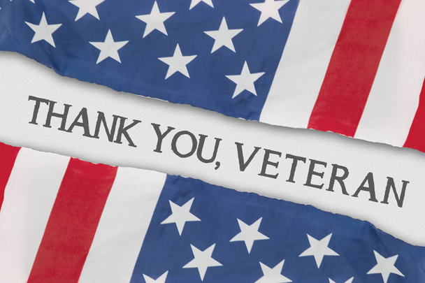 Thank you sign for veterans with American flag - 写真・画像