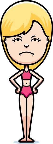 Angry Cartoon Teen in Swimsuit - Vector, afbeelding