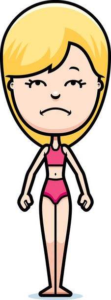 Sad Cartoon Teen in Swimsuit - Vector, afbeelding