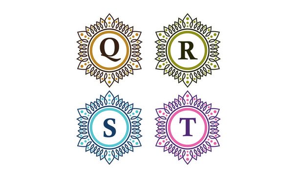 Plantilla de emblema inicial Q R S T
 - Foto, Imagen