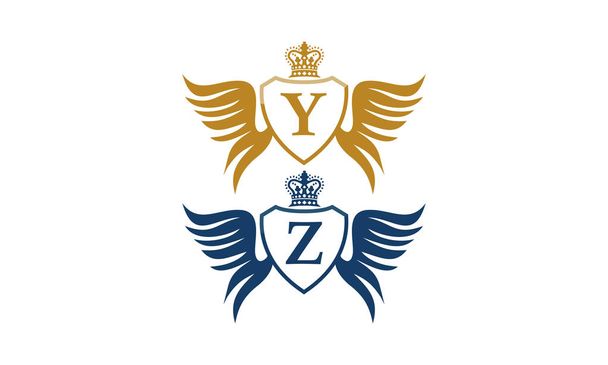 Shield Wing Crown Initial Y Z - Photo, Image