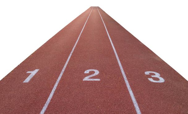 Track number at Athletics Stadium Running isolated on white - Photo, Image
