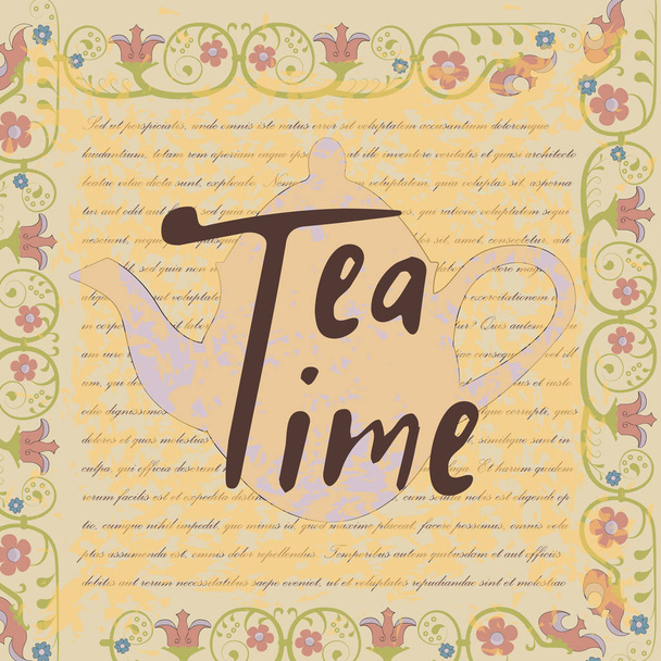 Vintage-Karte mit Teekanne - Vektor, Bild