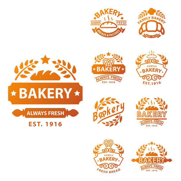 Bakery gold badge icon fashion modern style wheat vector retro food label design element isolated. - Vector, Image